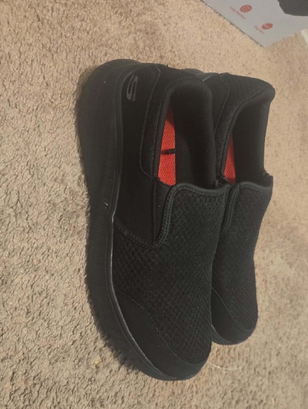 Skechers Men's Black Slip-On Mesh Loafers with Red Insoles